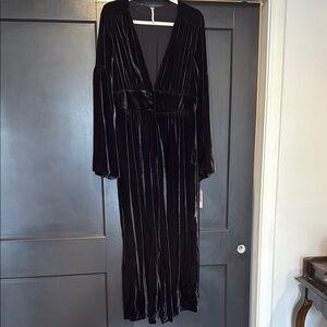 Free People Black Velvet Jumpsuit